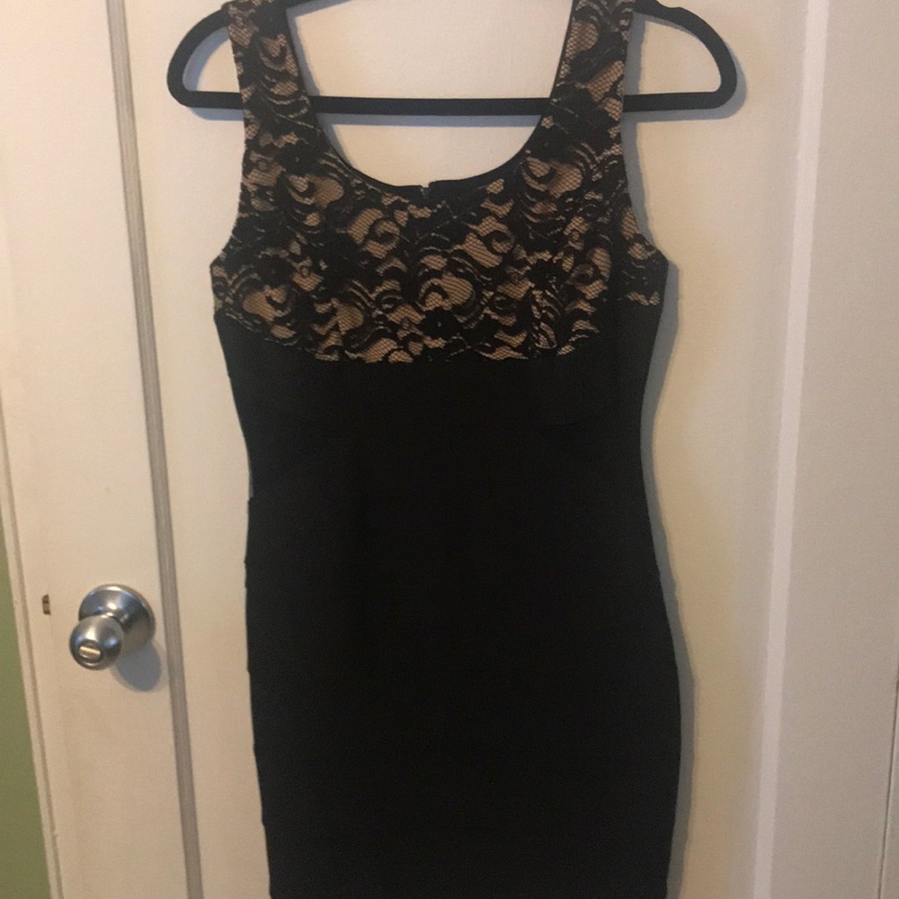 Black dress with mesh cut outs